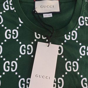 Gucci Shirts - Gucci Green Color Monogram Logo Cotton Gucci Shirts - Gucci Green Color Monogram Logo Cotton